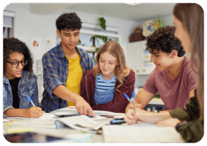 Zdanie „Vosotros estudiáis juntos” — przykład odmiany czasownika estudiar w drugiej osobie liczby mnogiej w czasie teraźniejszym.