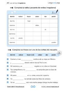 A2 los verbos irregulares completa la tabla 1 pagina 001