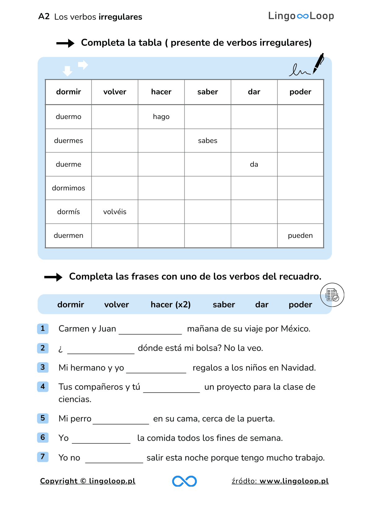 A2 los verbos irregulares completa la tabla 1 pagina 001